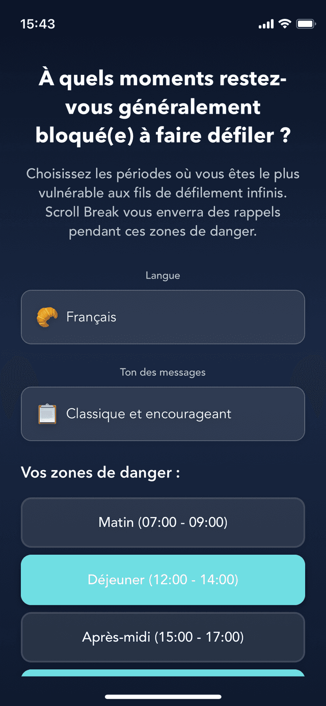 Notification d'intervention Scroll Break