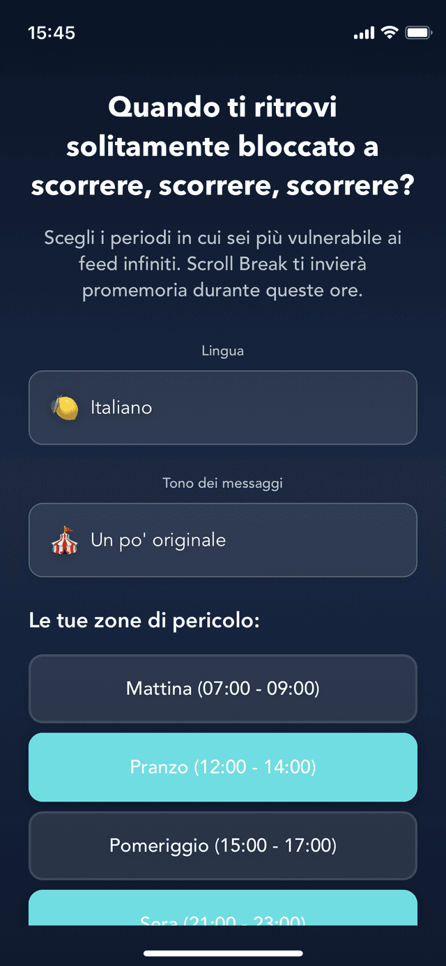 Notifica di intervento di Scroll Break