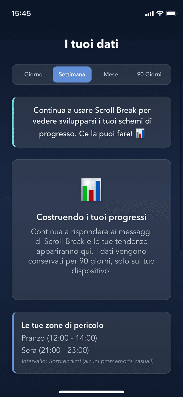 Schermata delle impostazioni di Scroll Break